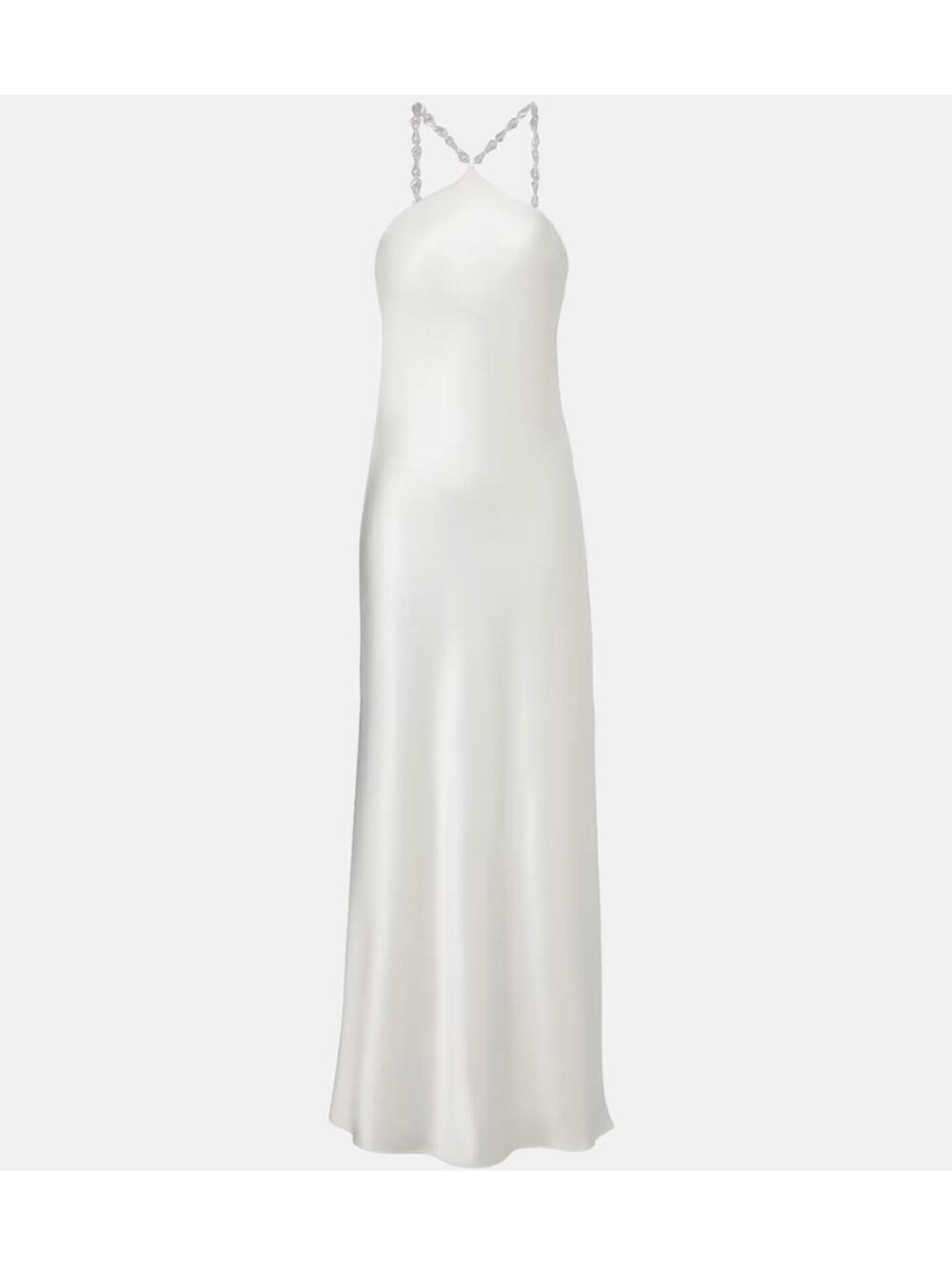 NWT STAUD Cadence White Satin Beaded Bridal Wedding Slip Maxi Dress Pearl 8/M - Picture 3 of 14